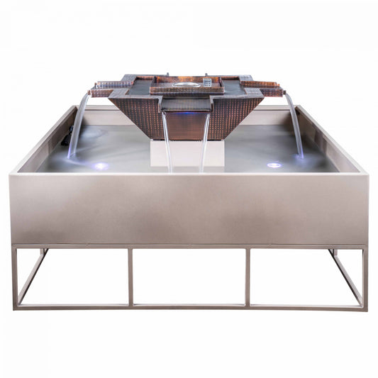 Olympian Square 4-Way Spill Copper Fire & Water Fountain - Low Voltage Electronic Ignition