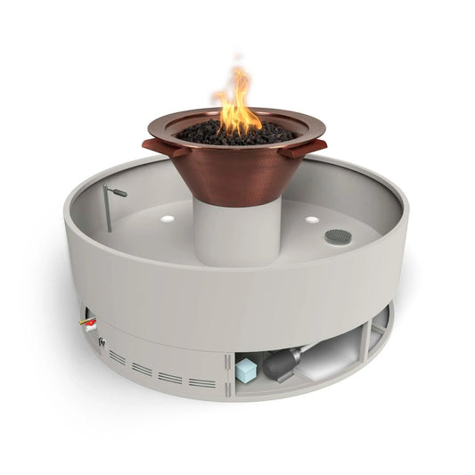 Olympian Round 4-Way Spill Copper Fire & Water Fountain - Low Voltage Electronic Ignition
